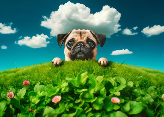Pug on a Hill