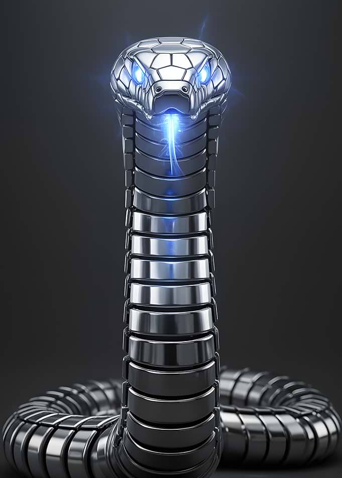 Metallic Cobra with Glowing Eyes