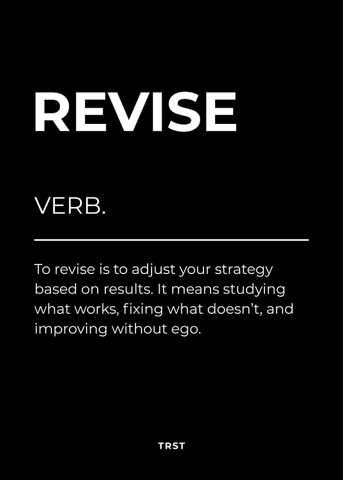 Revise – Minimalist Black & White Poster Motivational Definition Wall Art
