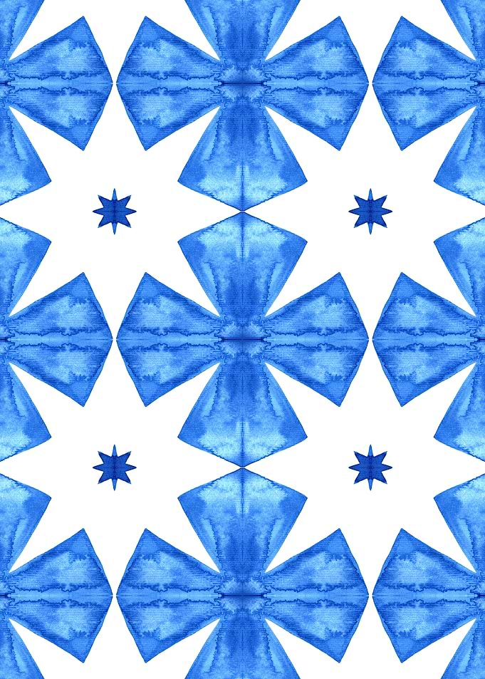Blue Watercolor Star Pattern
