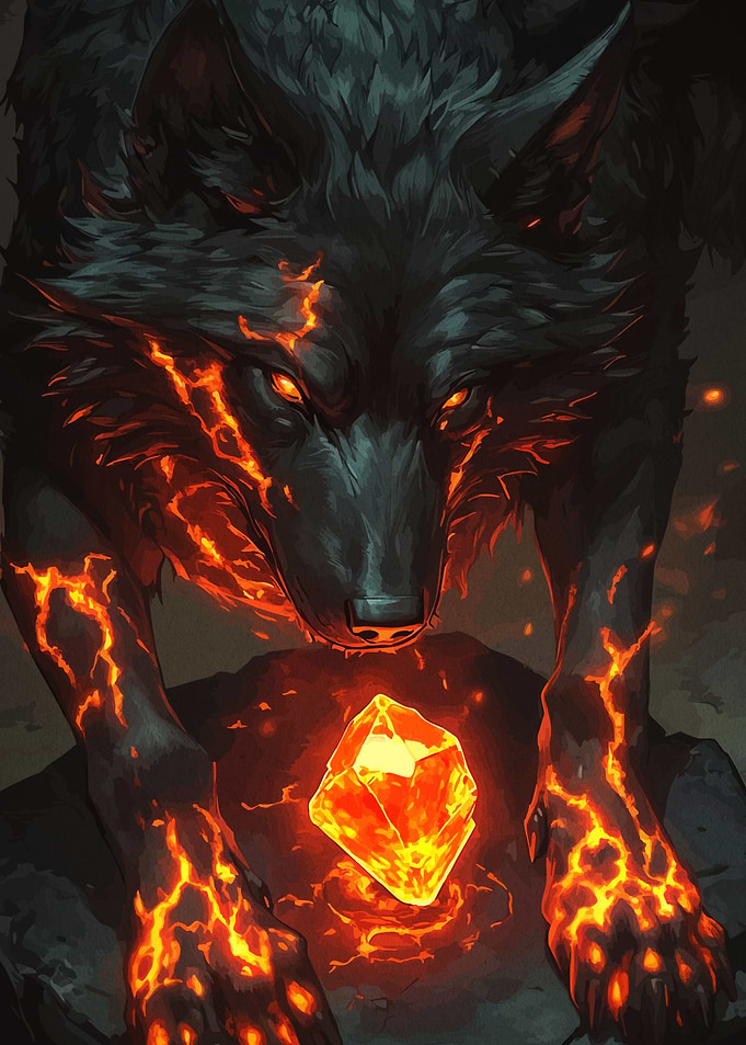 Fiery Wolf and Crystal