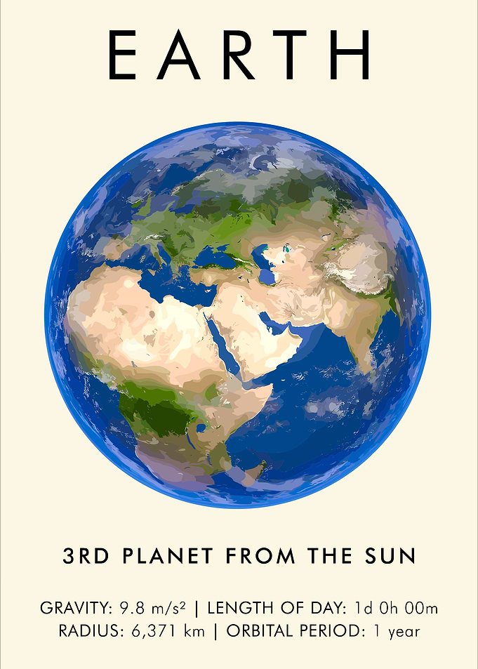 Earth Planet Illustration with Data