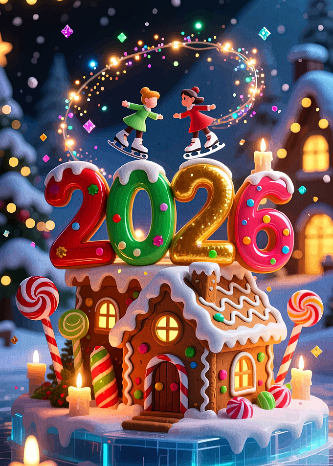 Festive 2026 Gingerbread House Scene