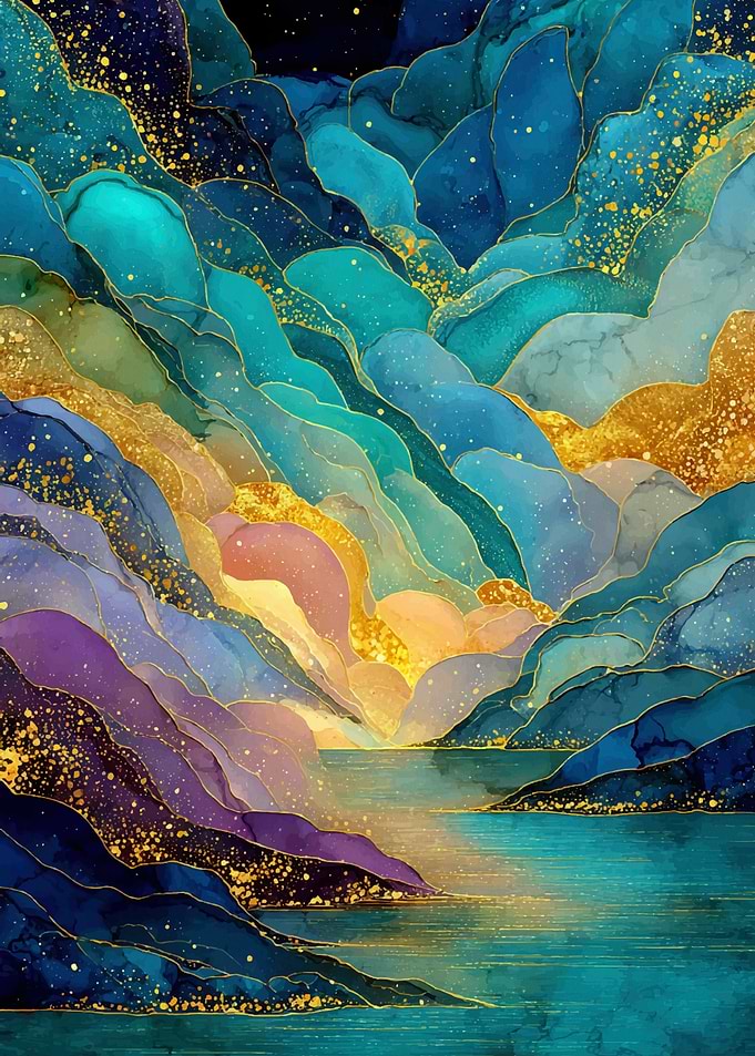 Abstract Landscape with Golden Accents