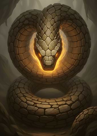 Stone Snake with Glowing Eyes