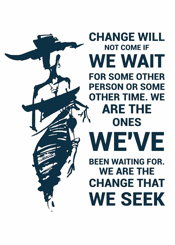 Inspirational Change Quote with Lady Justice