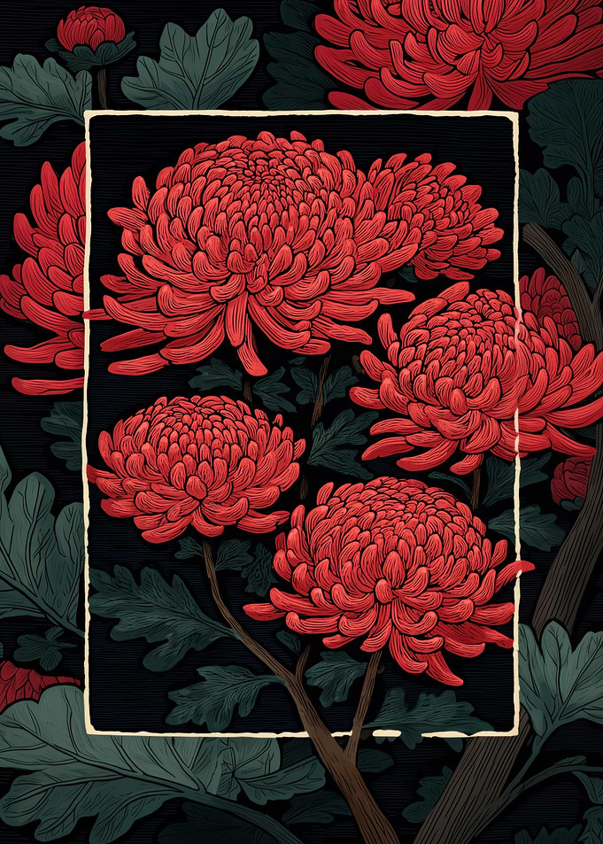 Red Chrysanthemum Floral Art