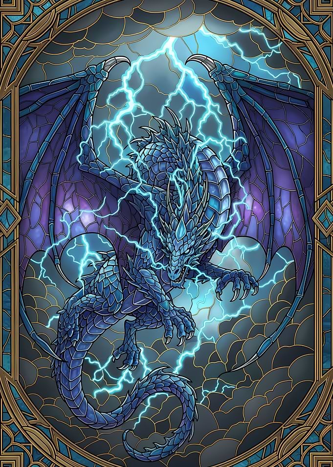 Blue Dragon with Lightning