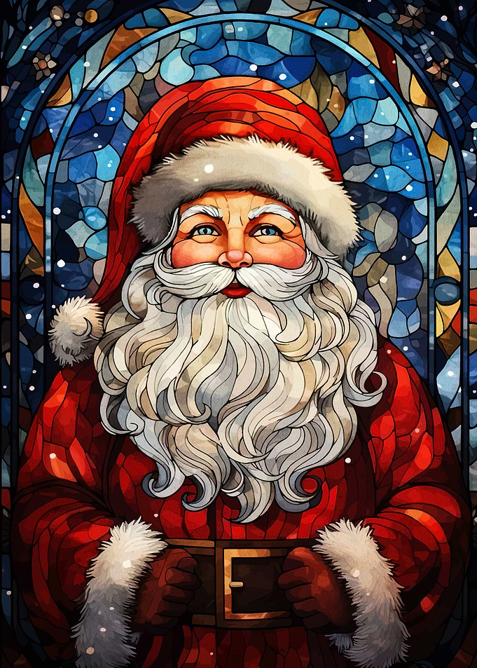 Stained Glass Santa Claus Portrait