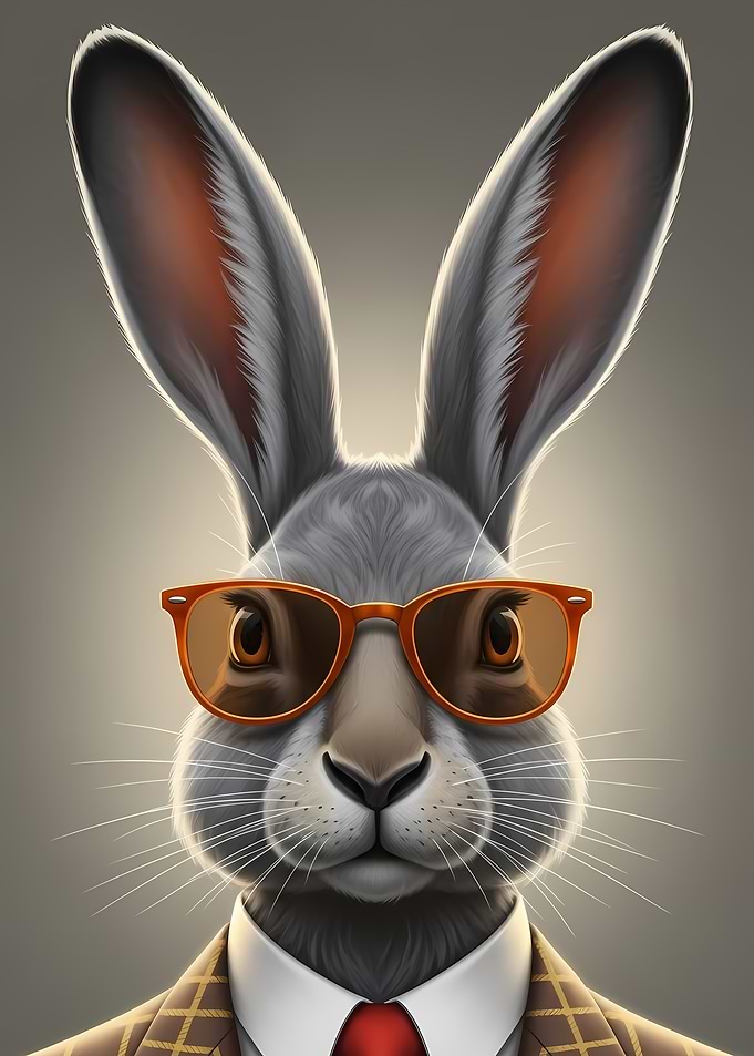 Rabbit in Suit and Glasses