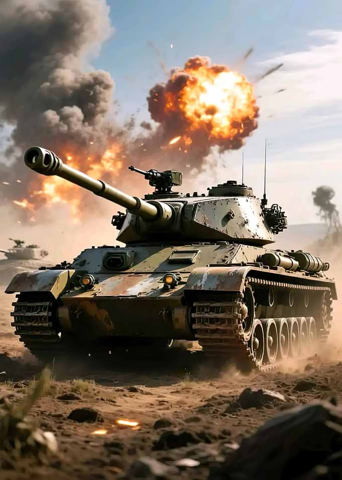 Tank in Action with Explosion