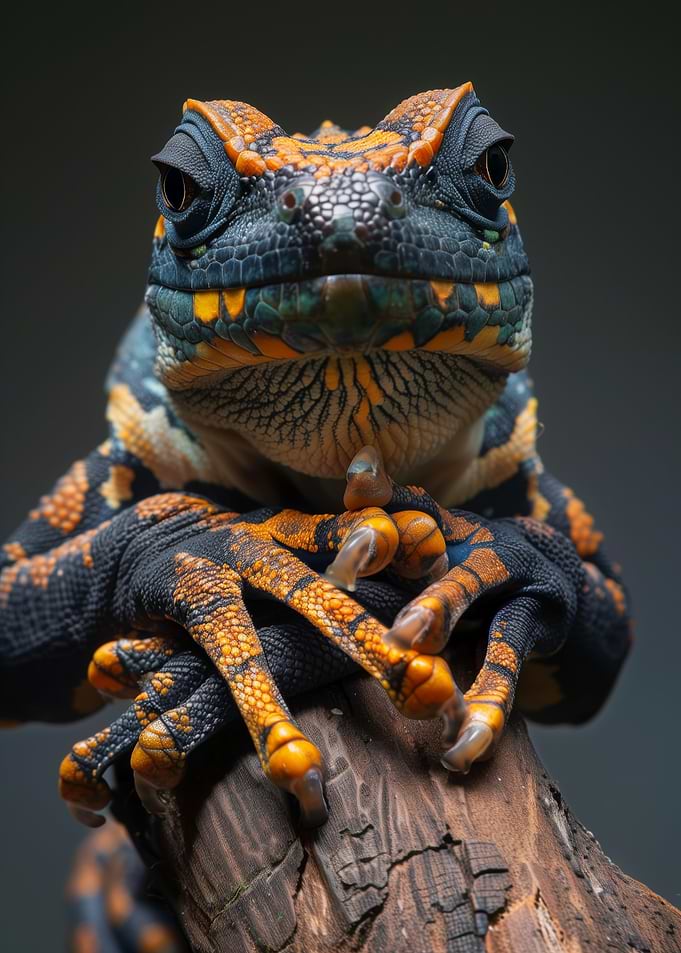 Close-up of a colorful frog