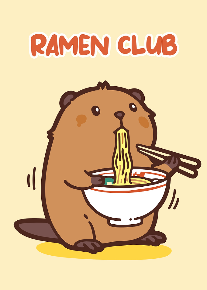 Ramen Club Beaver Cartoon