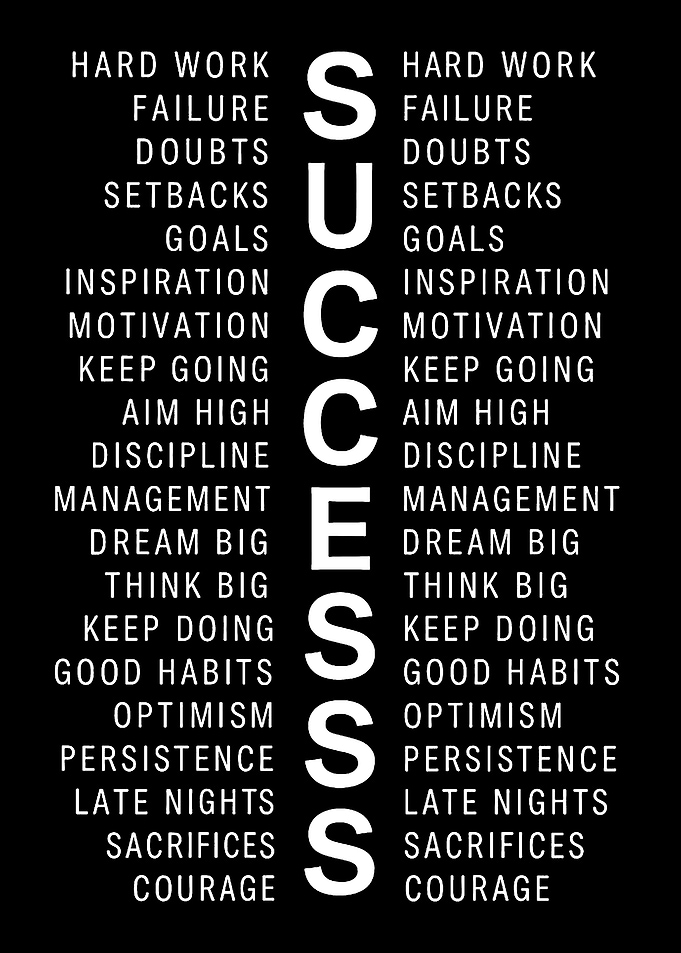 Success Typography on Black Background