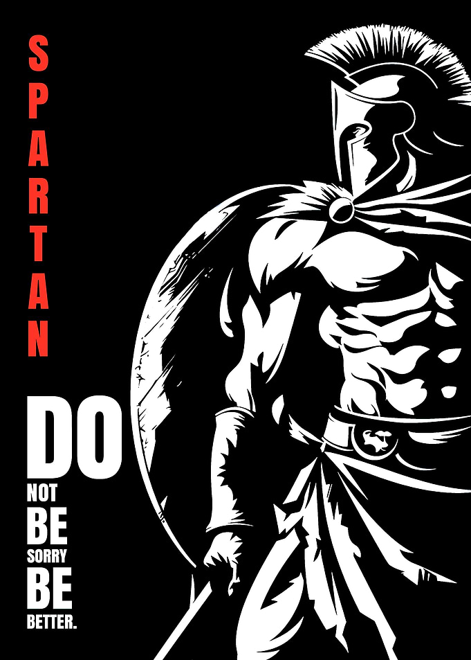 Spartan Warrior Black and White Poster
