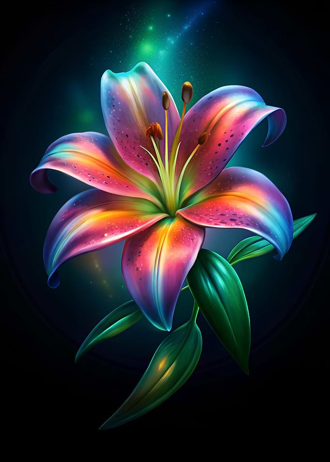 Colorful Lily Flower Digital Art