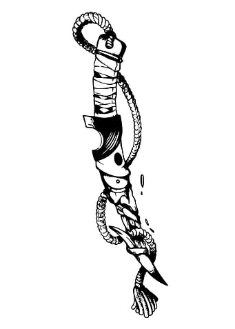 Knife Wrapped in Rope Illustration
