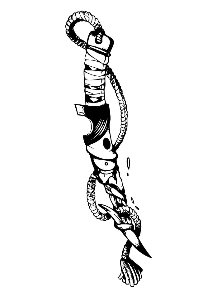 Knife Wrapped in Rope Illustration