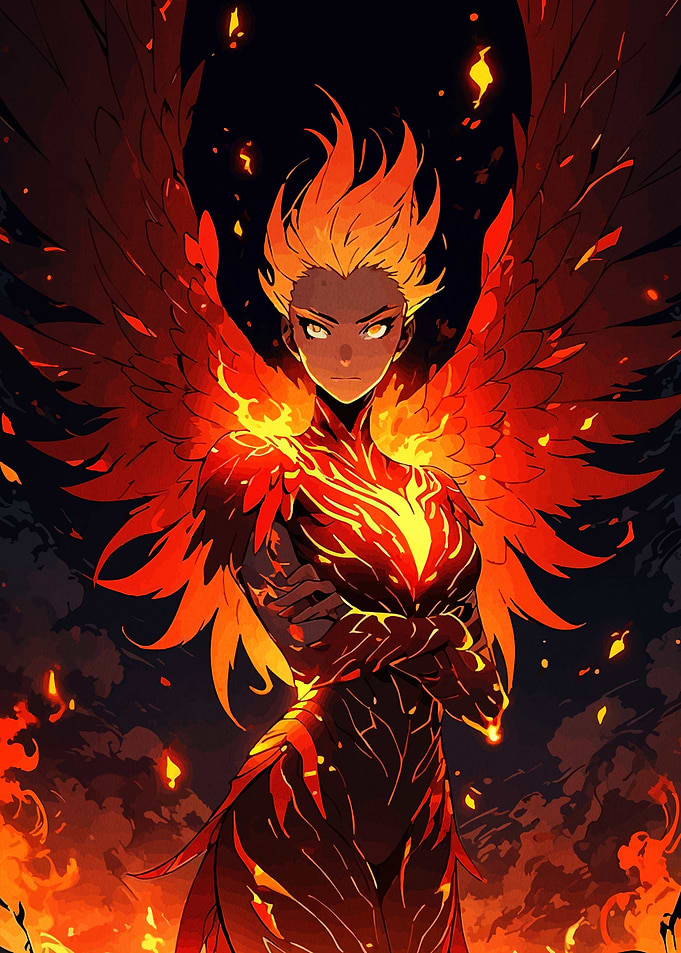 Fiery Phoenix Anime Character