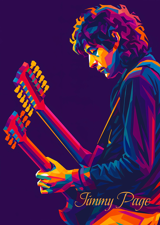 Jimmy Page Colorful Pop Art Portrait