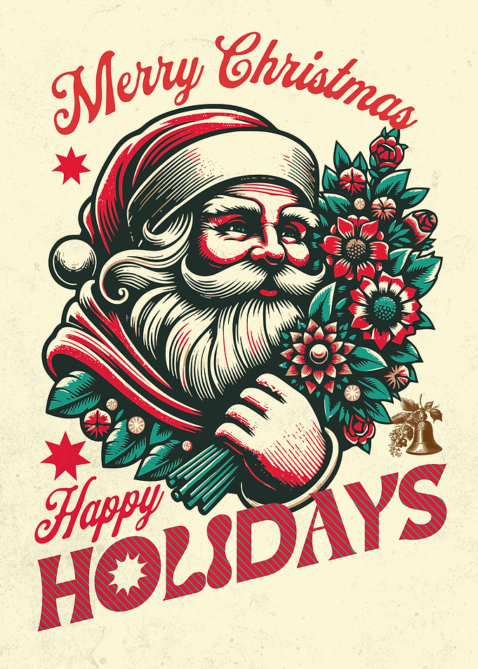 Merry Christmas Happy Holidays Santa Claus
