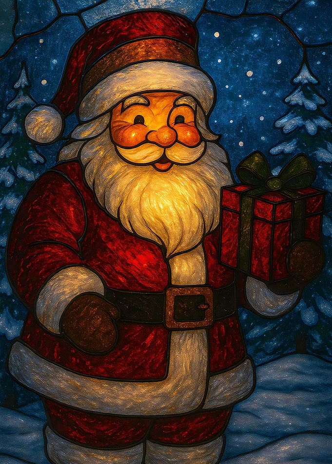 Stained Glass Santa Claus