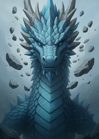 Blue Dragon with Floating Rocks