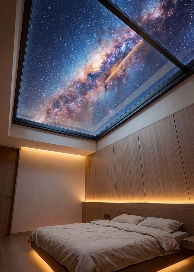 Bedroom with Milky Way Skylight