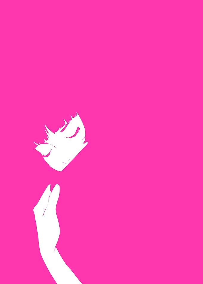 Pink Anime Girl Minimalist Art