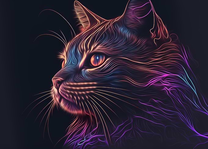 Neon Cat Portrait