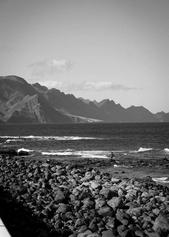 Black and White Rocky Beach Scene