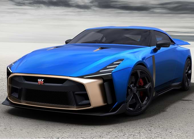 Blue Nissan GT-R Front View