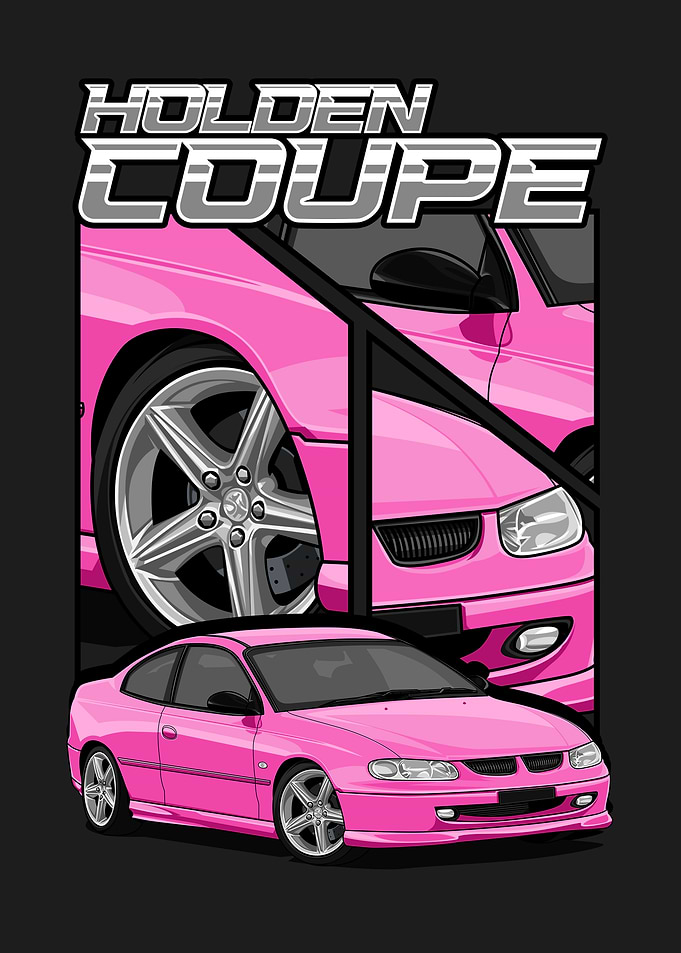 Pink Holden Coupe Car Illustration
