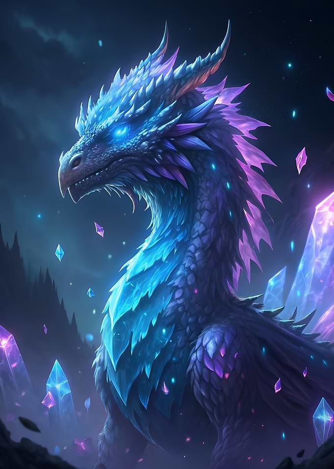 Blue and Purple Crystal Dragon