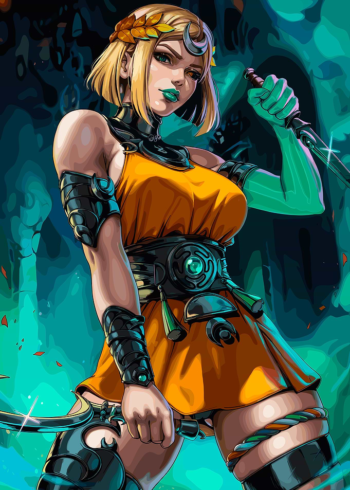 Warrior Woman with Swords
