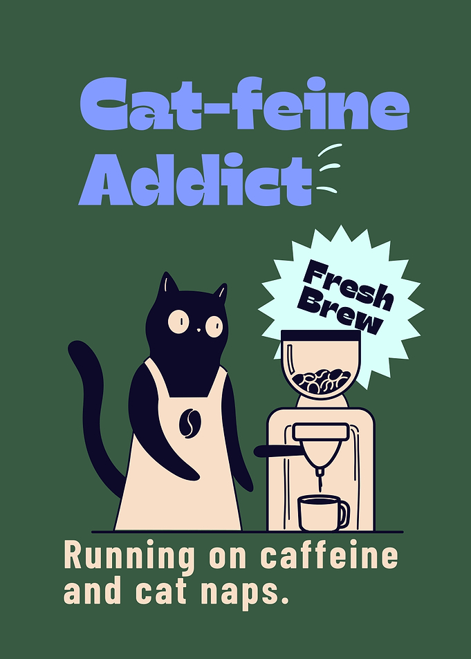 Cat-feine Addict Coffee Illustration