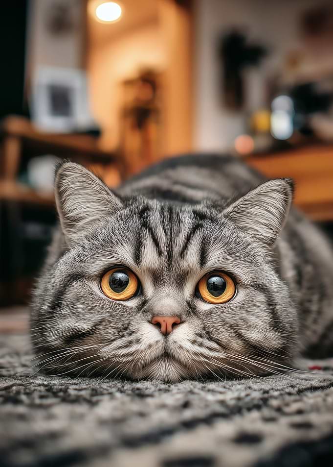Gray Tabby Cat Close-Up Portrait