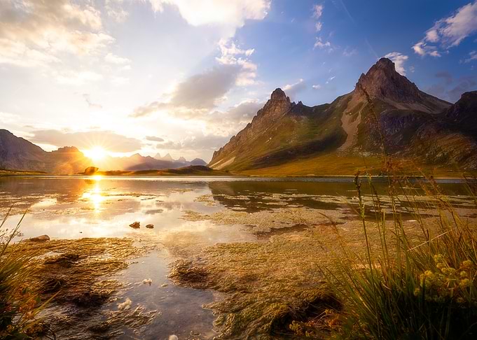 Mountain Lake at Sunset