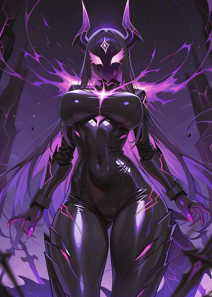 Dark Anime Character with Purple Energy