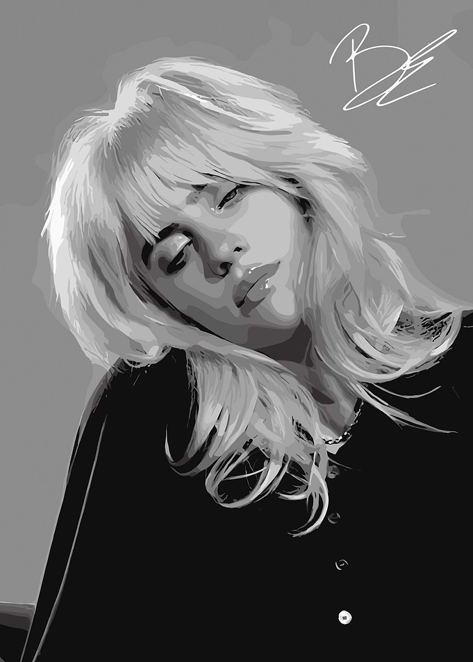 Billie Eilish monochrome digital portrait