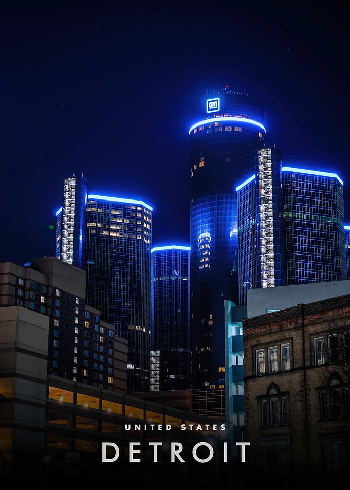 Detroit Skyline at Night