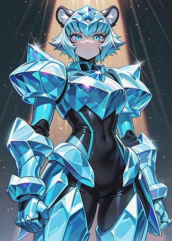 Anime Tiger Girl in Crystal Armor
