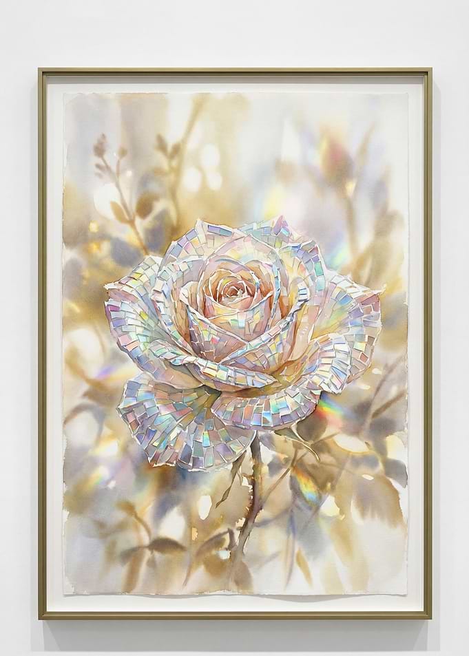 Iridescent Rose Watercolor Painting