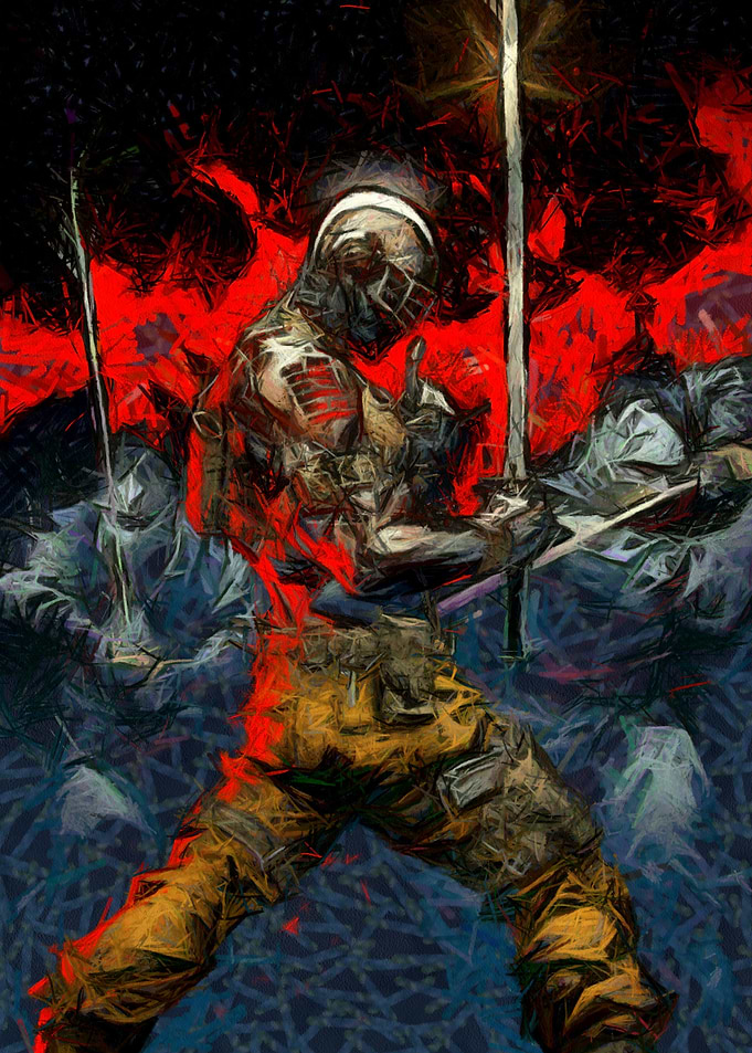 Warrior with Sword in Battle