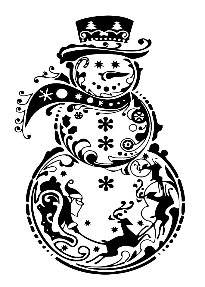 Ornate Snowman Silhouette