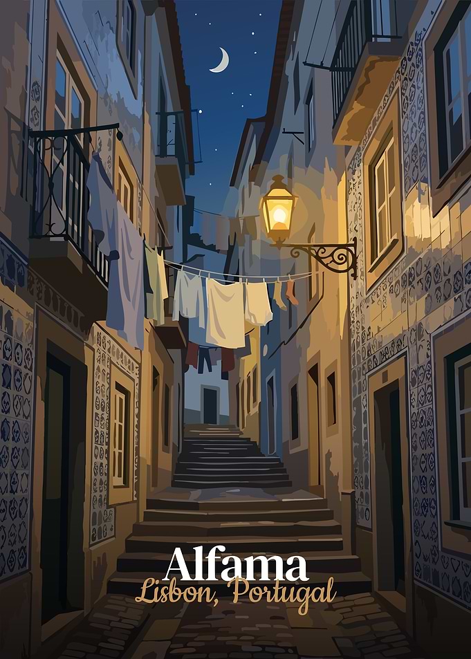 Alfama Lisbon Portugal Street Scene