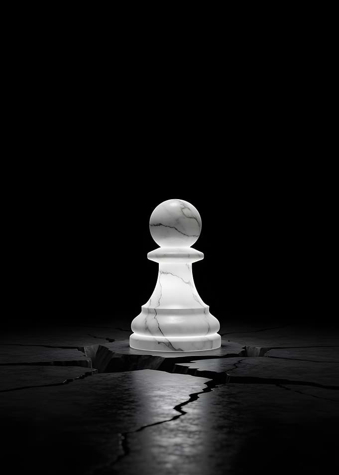 Marble Pawn on Cracked Ground