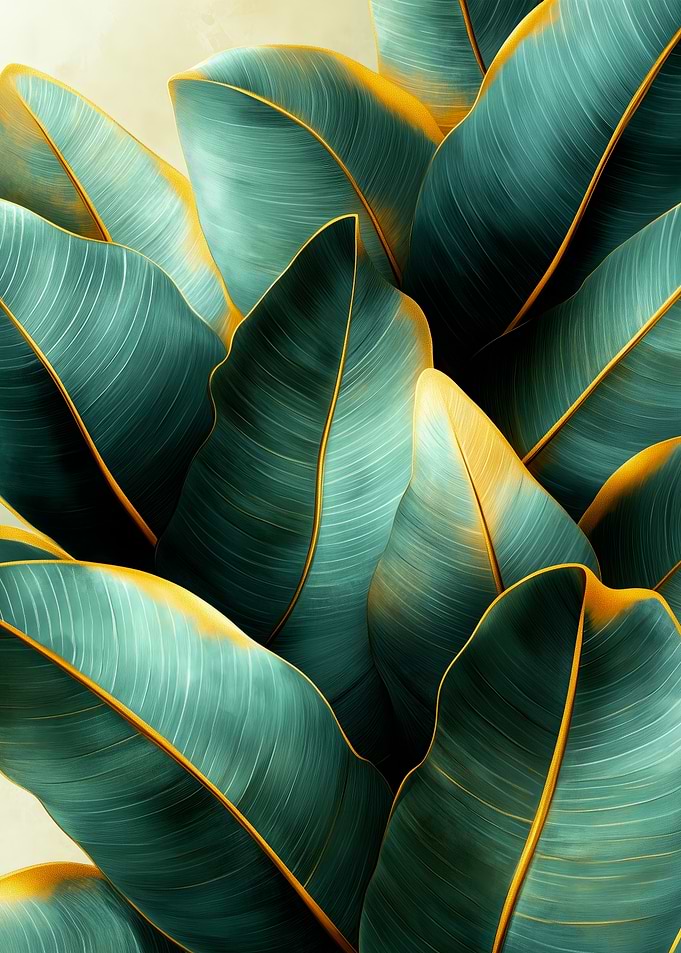 Emerald and Gold Leaf Pattern