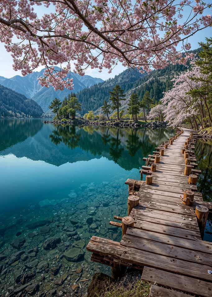 Lake Wooden Path In Spring