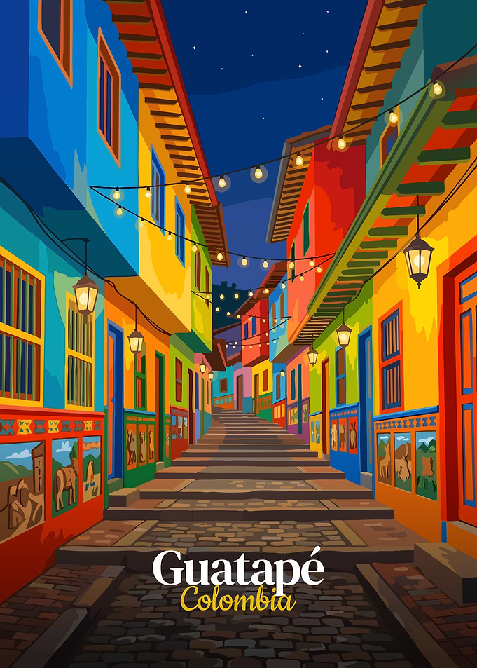 Guatape Colombia Colorful Street Scene